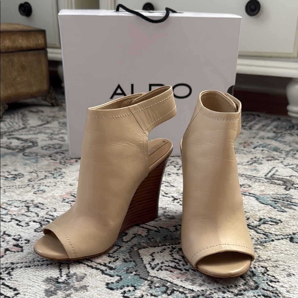 Aldo Tan Wedge Peep-Toe Shoes